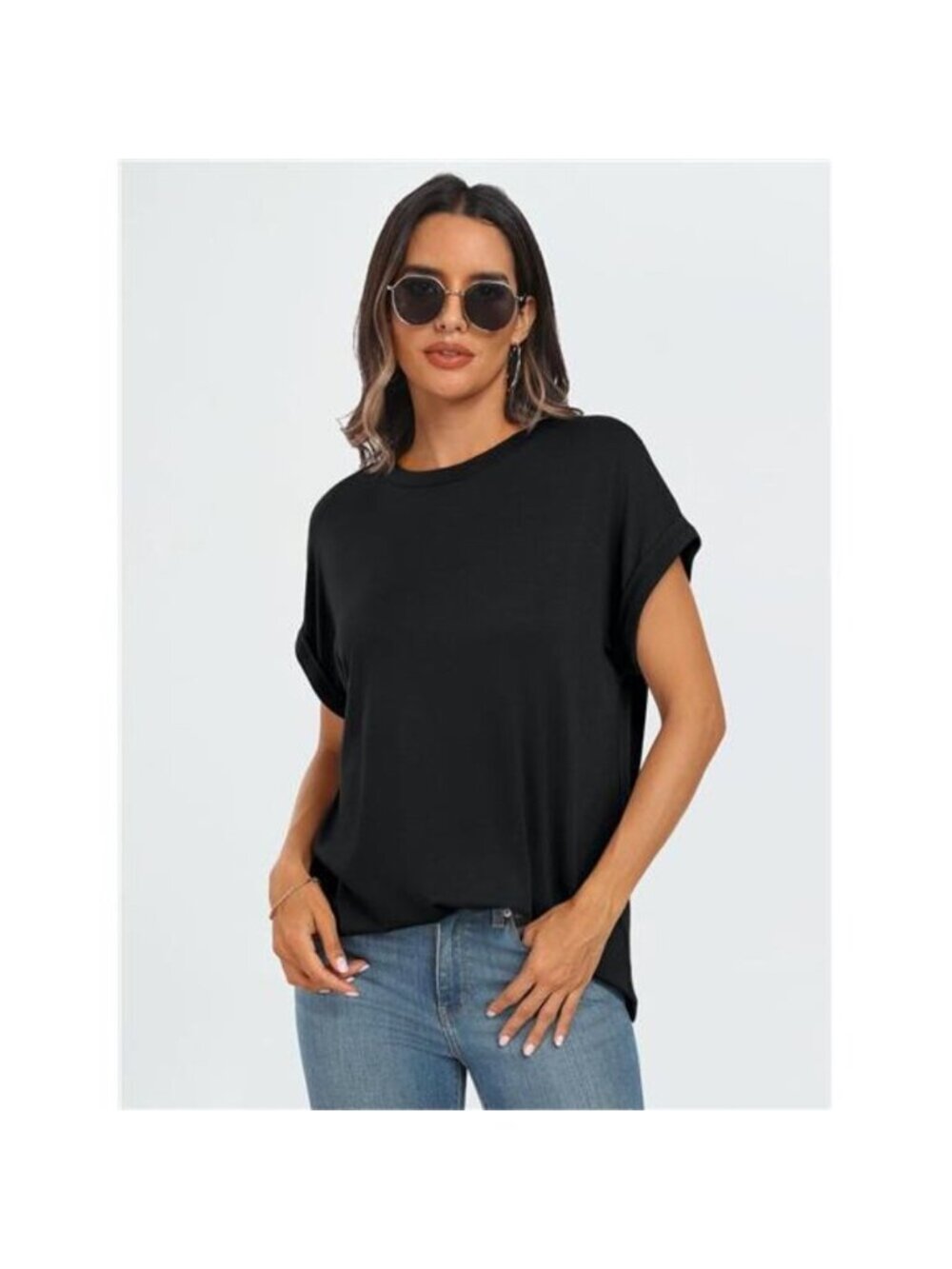 Womens Summer Tops Outfits Spring Casual Dressy T Shirts Workout Black - Picture 4 of 6
